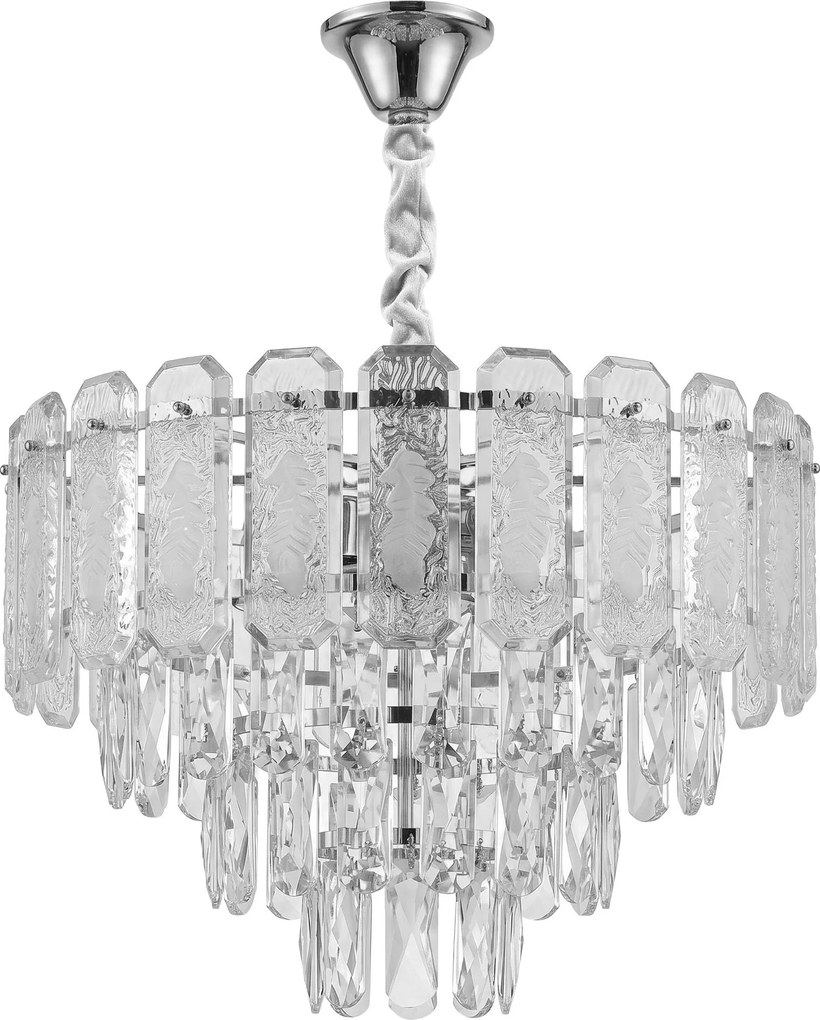 Toolight Toolight, krištáľová závesná lampa Ø40 cm, 5×E14, SWE087-CP, chrómová, OSW-30214