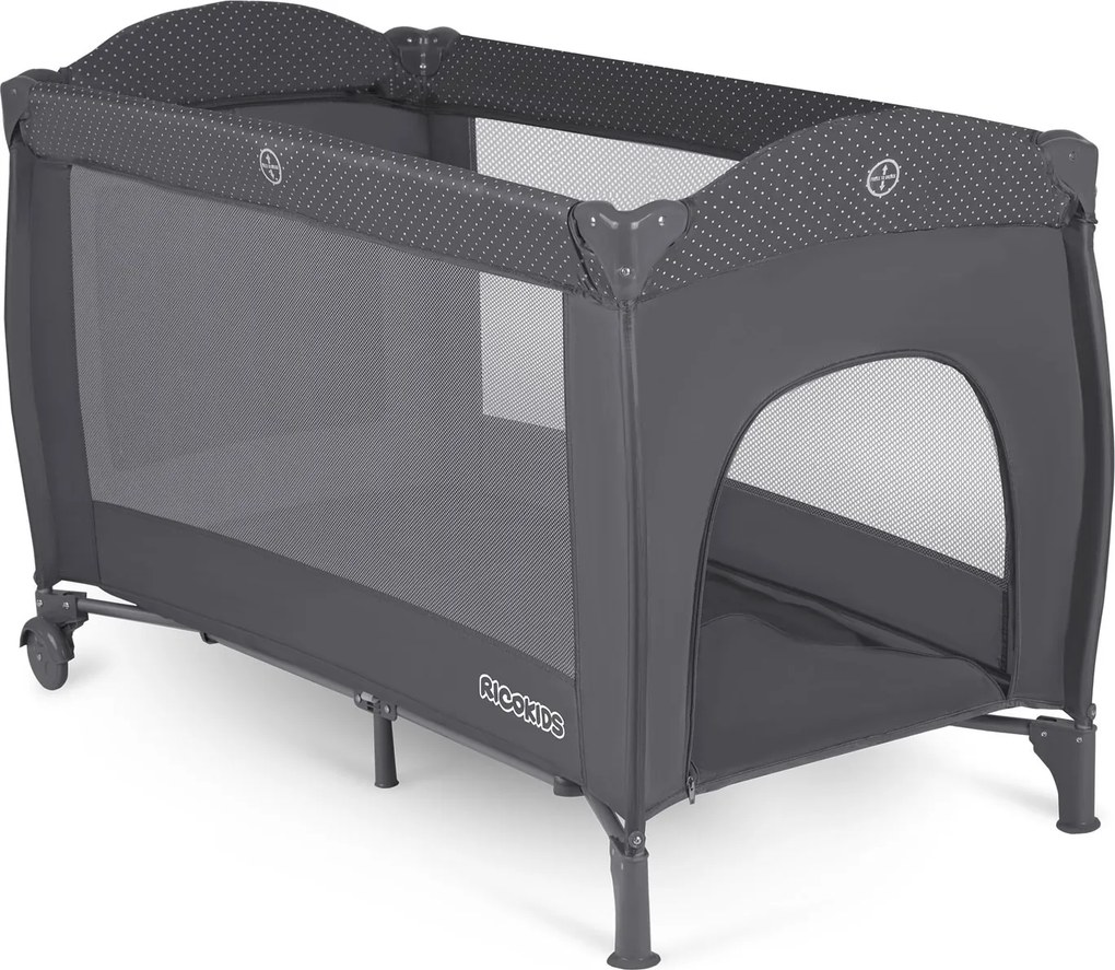 Ricokids Cestovná postieľka + matrac + taška 125 x 65 x 78 cm RK-242 antracit