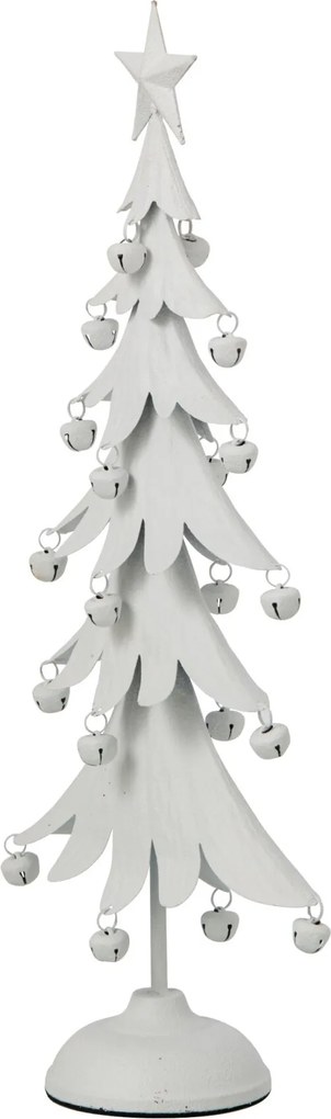 Biely antik kovový stromček s rolničkami Christmas Tree - 25 * 11 * 56 cm