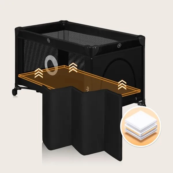 Lionelo - Cestovná postieľka STEFI Black Carbon