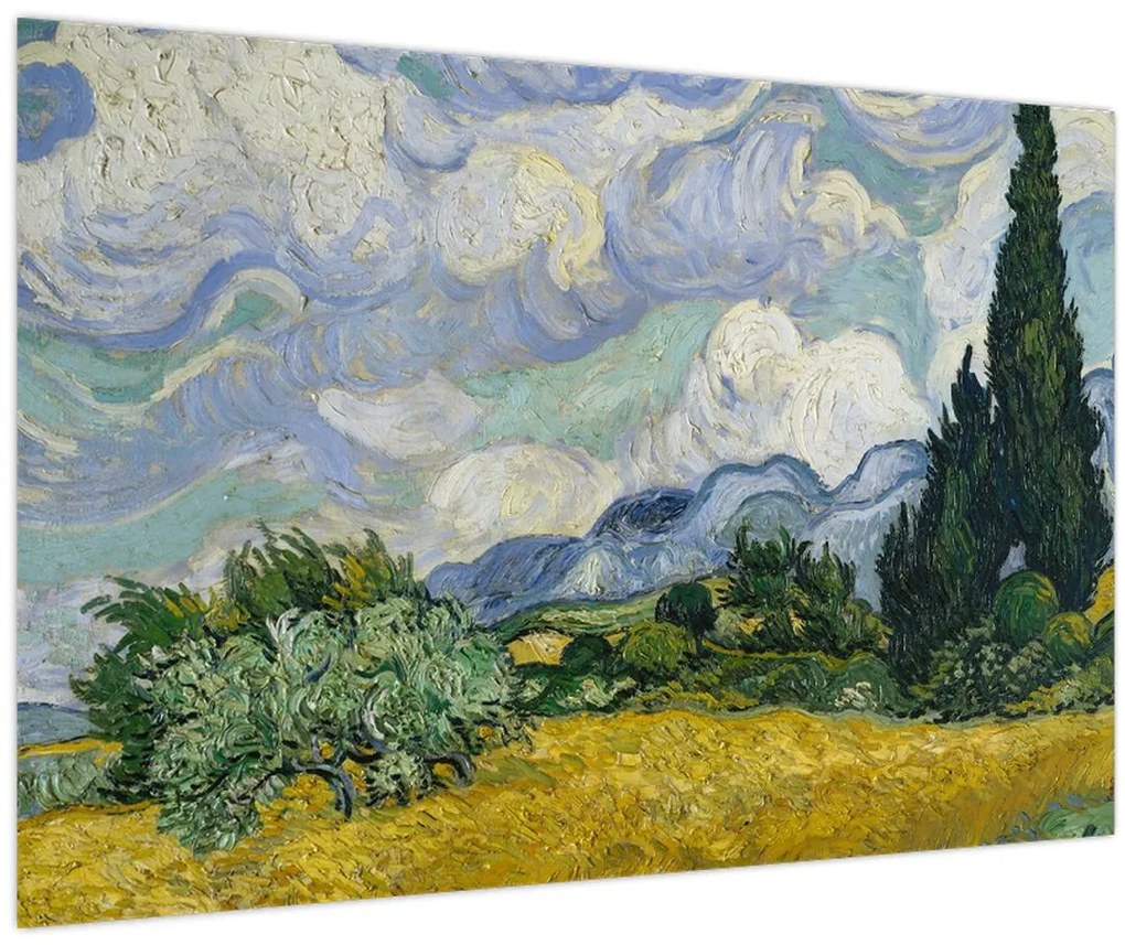 Obraz - Vincent van Gogh, Wheat Field with Cypresses, reprodukcia (90x60 cm)