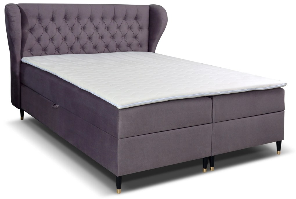 Manželská posteľ Boxspring 180 cm Ortun (fialová) (s matracom). Akcia -20%. Vlastná spoľahlivá doprava až k Vám domov. 1033266