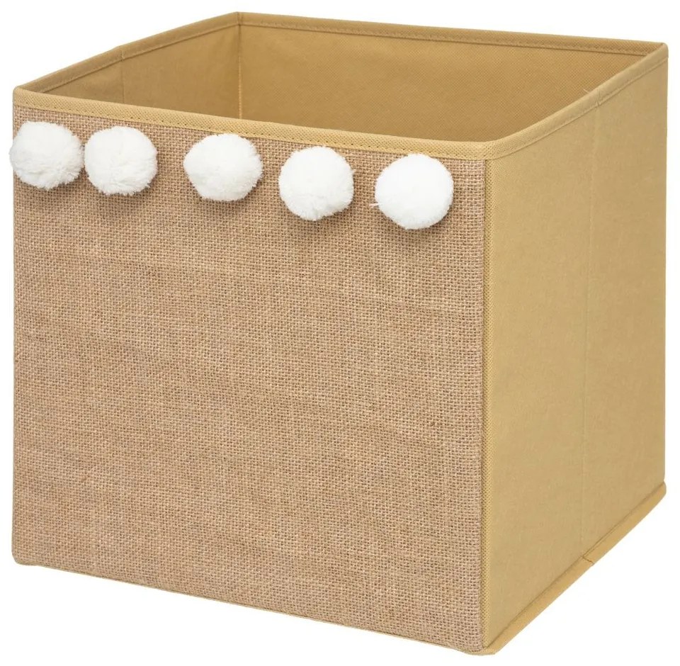 Úložný box Pompoms, 29x29x29 cm, béžová