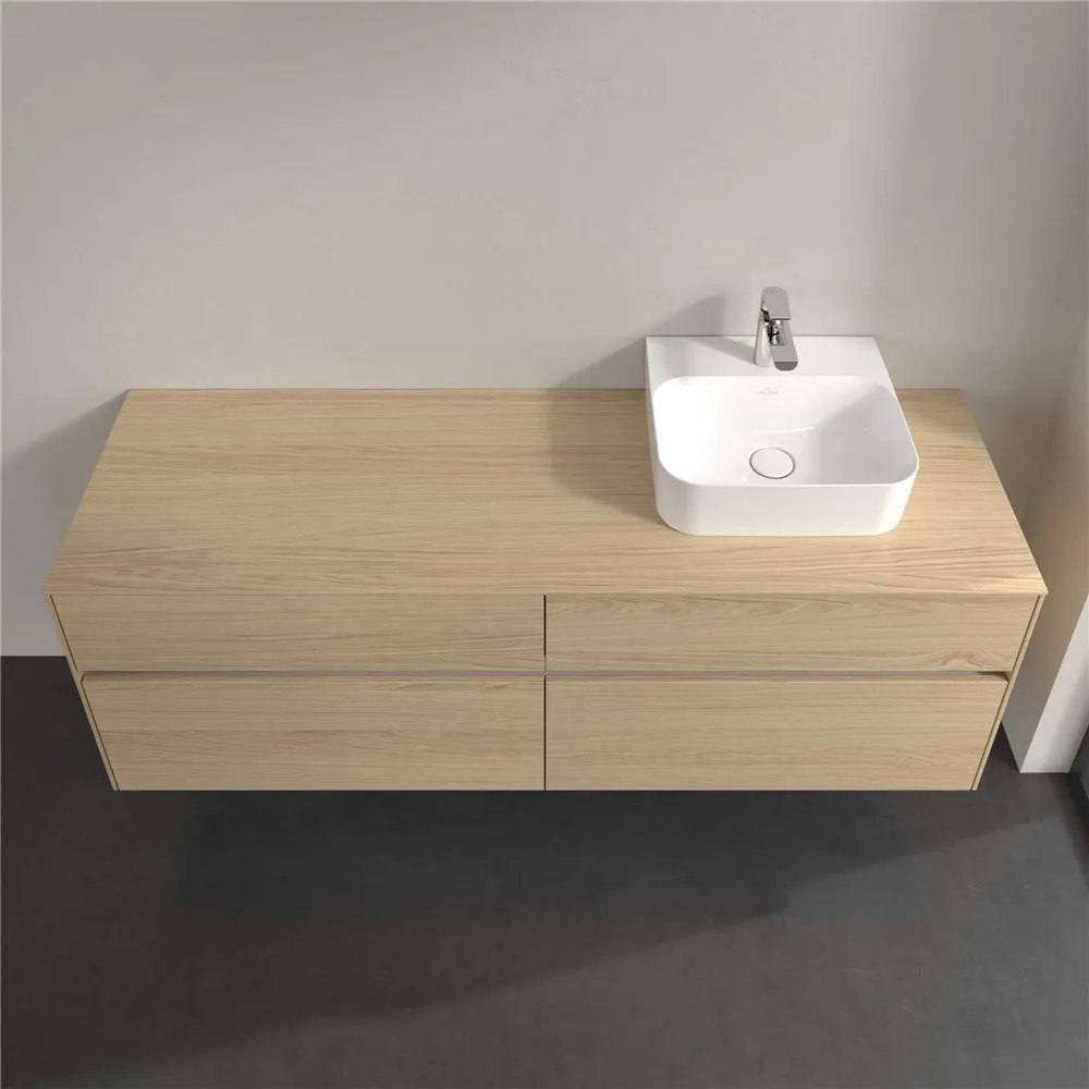 VILLEROY &amp; BOCH Collaro závesná skrinka pod umývadlo na dosku (umývadlo vpravo), 4 zásuvky, s LED osvetlením, 1600 x 500 x 548 mm, Nordic Oak, C106B0VJ