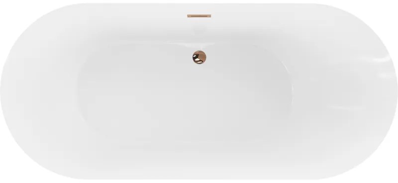 Mexen Roxy, voľne stojaca vaňa 180 x 85 cm, biela, ružové zlato prepad, 51201808500-60