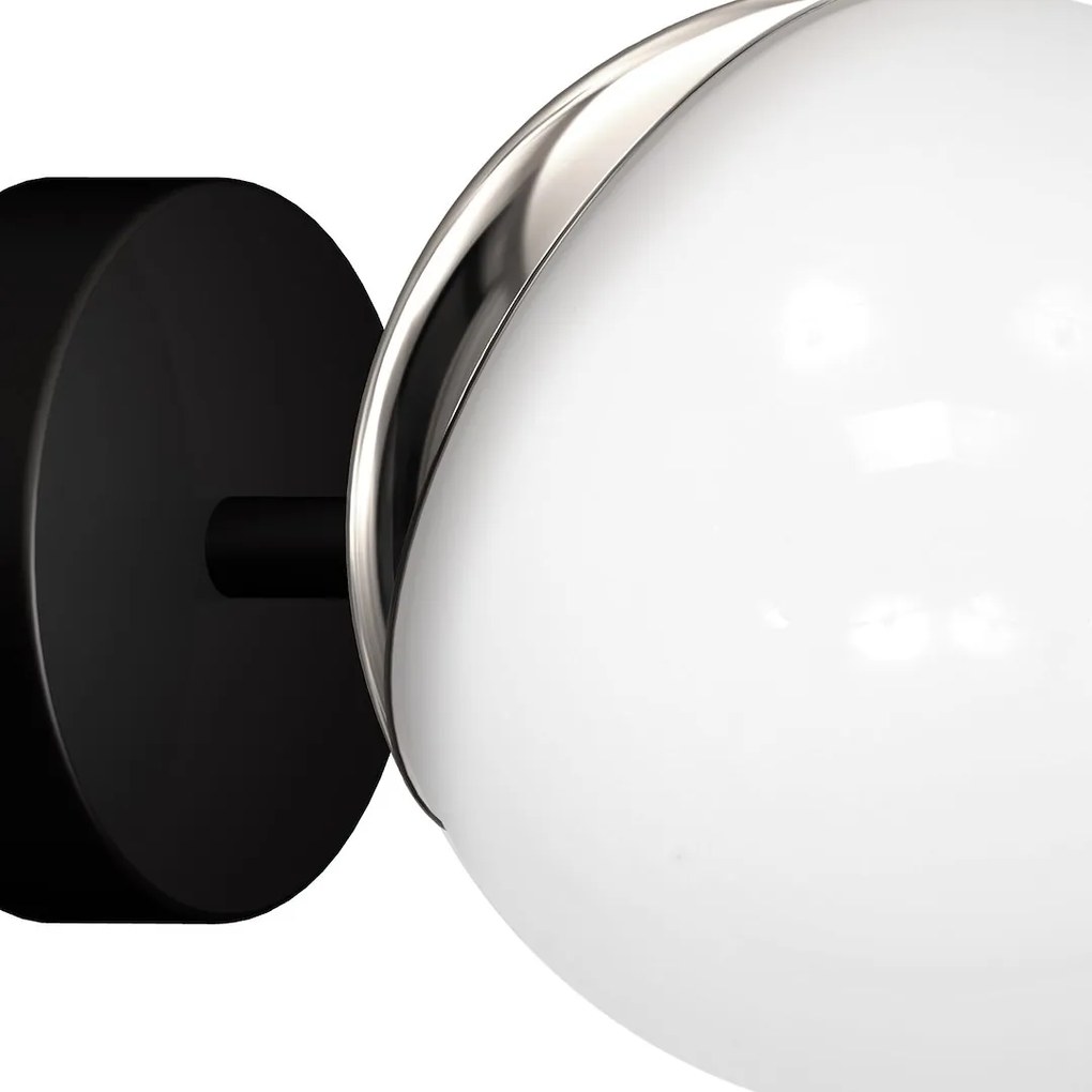 Nástenné svietidlo Sfera, 1x biele sklenené tienidlo, b/ch