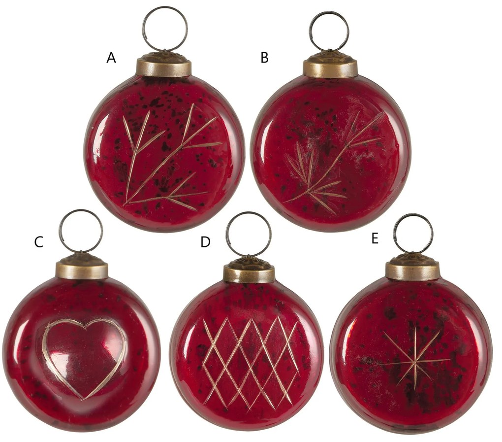 Ib Laursen Vianočná ozdoba Flat Red Gold Engraving Typ E