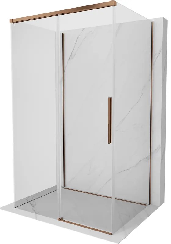 Mexen Rox-3S, 3-stenný sprchový kút 95 x 90 cm, 8mm číre sklo, ružové zlato profil, 8C2-095-090-60-00-3S