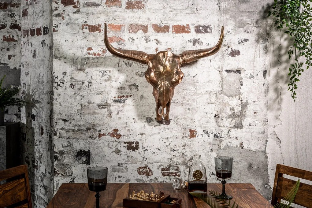 Dekoratívna socha Skull Matador - medená platina