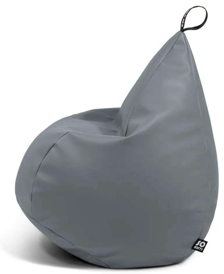 Tmavomodrý sedací vak z imitácie kože Drop L – So Soft?