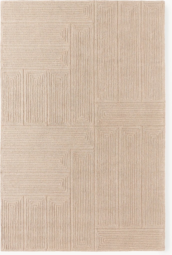 Ručne tuftovaný vlnený koberec's geometrickým vzorom Alexia