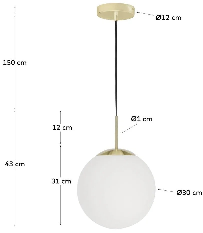 Biele/v zlatej farbe závesné svietidlo so skleneným tienidlom ø 30 cm Mahala – Kave Home