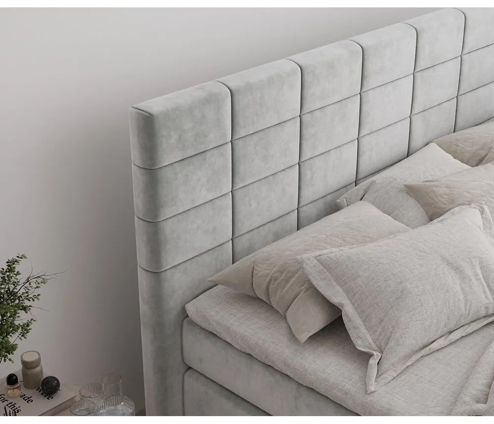 Svetlosivá boxspring posteľ s úložným priestorom 160x200 cm Ava – Maison de Rêve