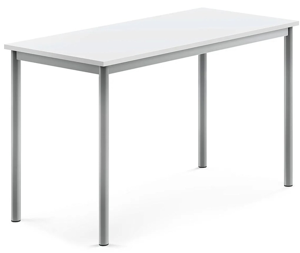 Stôl SONITUS, 1200x600x720 mm, HPL - biela, strieborná