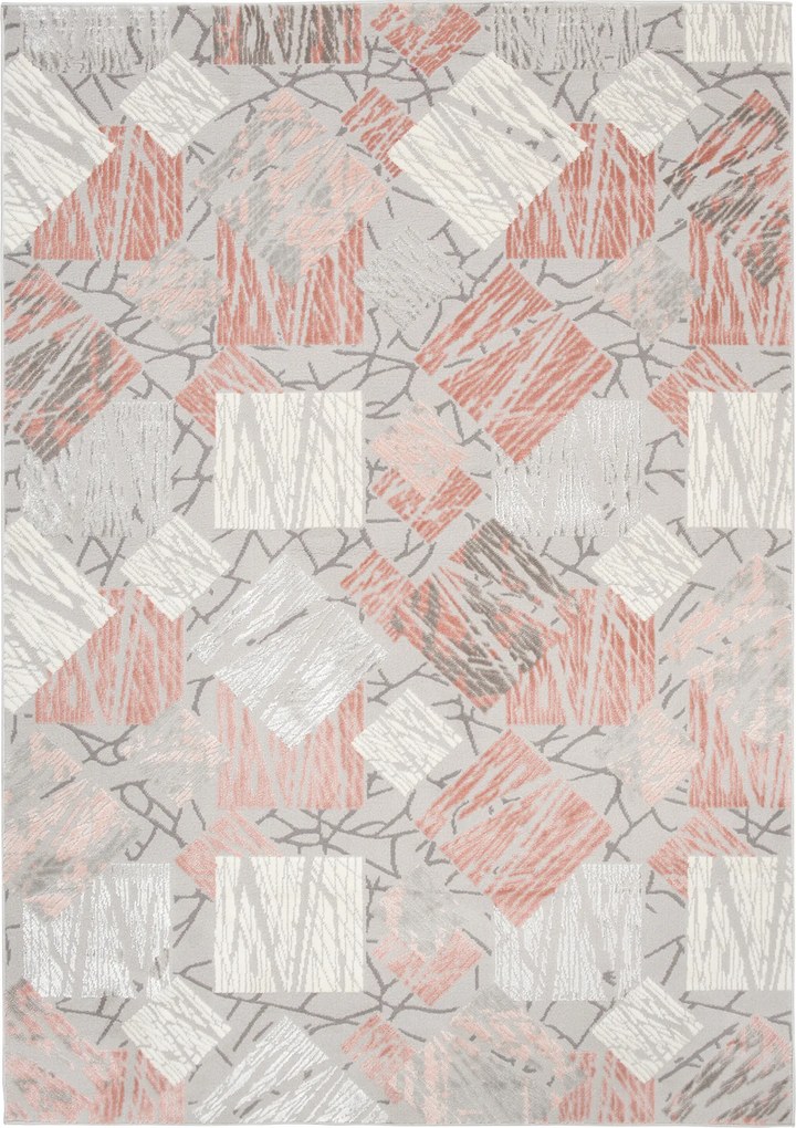 TA Koberec E464A SVETLO SIVÁ/TMAVORUŽOVÁ ASTHANE