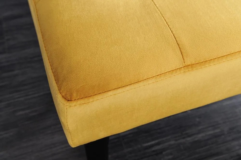 Invicta Interior - Elegantná lavica BOUTIQUE 95 cm, horčicovo žltá, zamat
