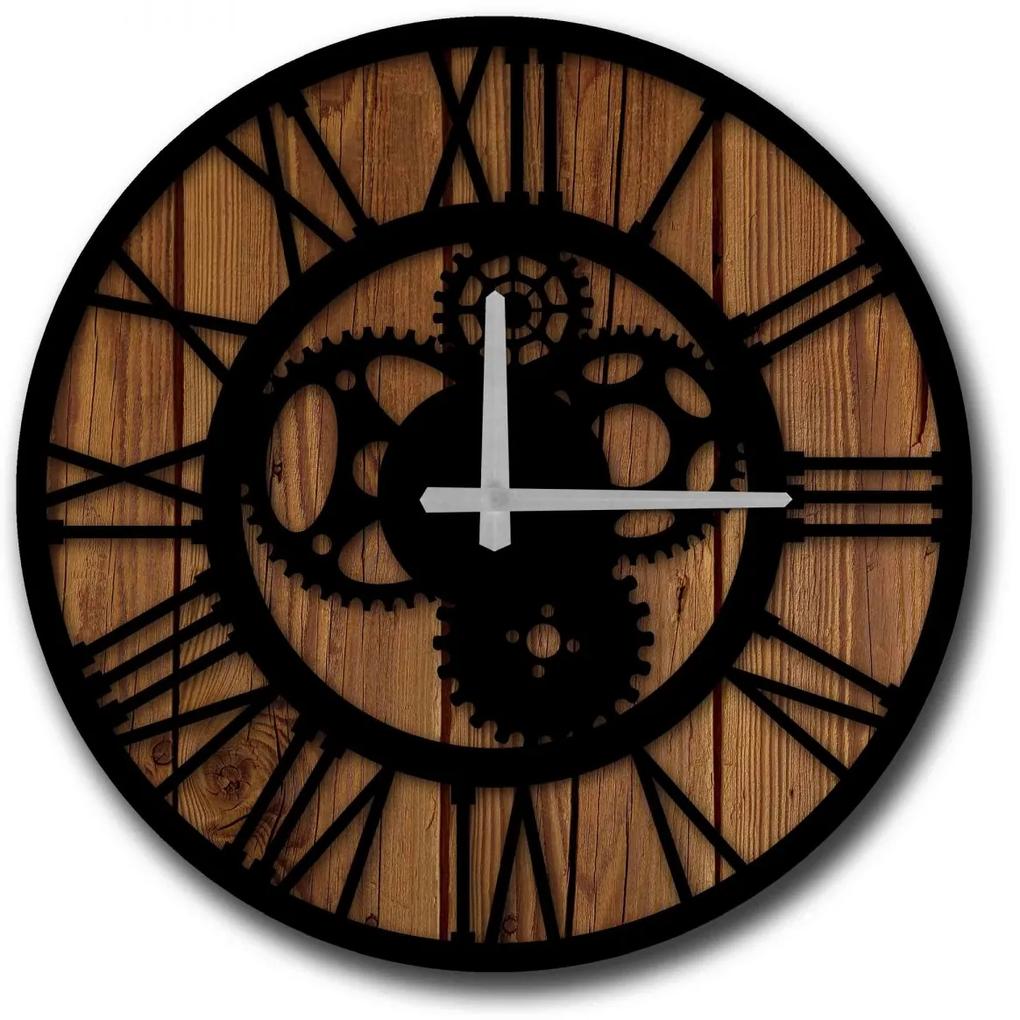 Nástenné hodiny Ozubené kolieska 50 cm hnedo-čierne