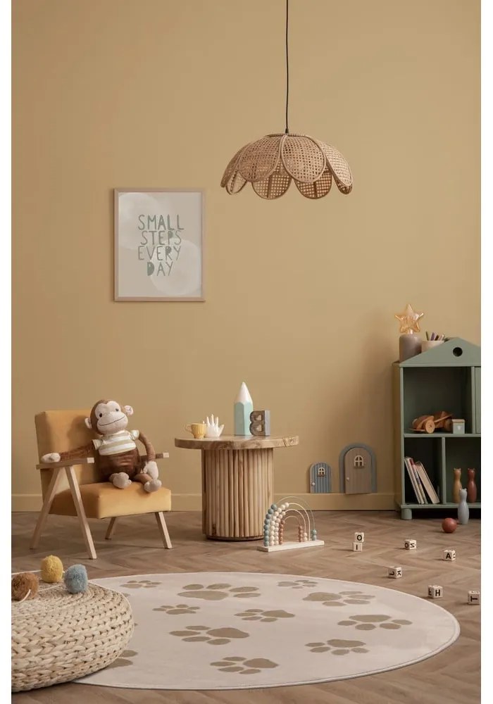 Béžový detský koberec ø133 cm Paws Light Beige – FD