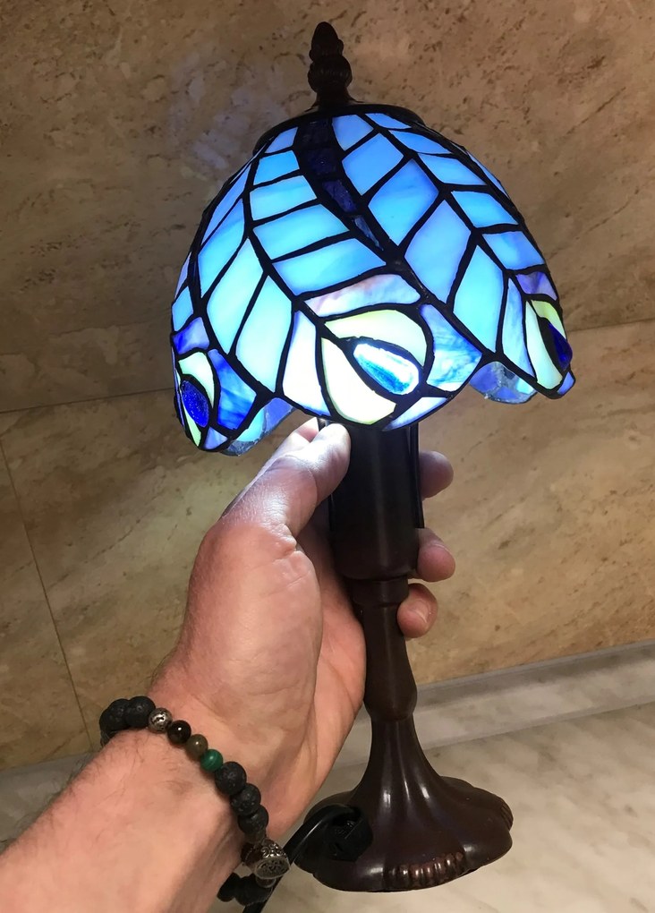 Vitrážová lampa tiffany PÁV 29*Ø15