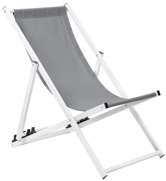 Skladacia plážová stolička sivá/biela LOCRI Beliani