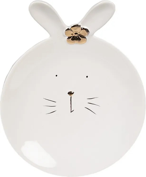 Biely porcelánový dezertný tanierik v tvare zajačika Rabbit - 19 *Ø 15*5 cm
