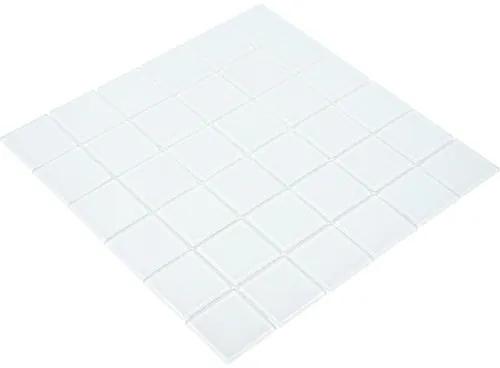Sklenená mozaika štvorcová crystal mix biela