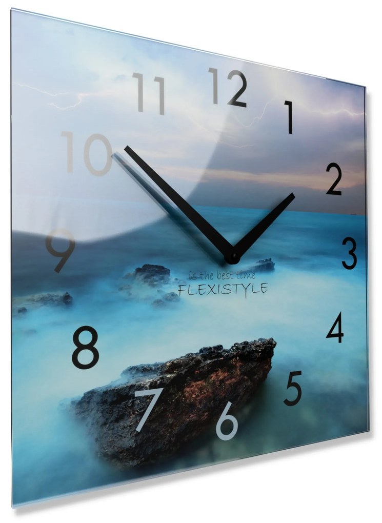 Dekoračné sklenené hodiny 30 cm s motívom oceánu