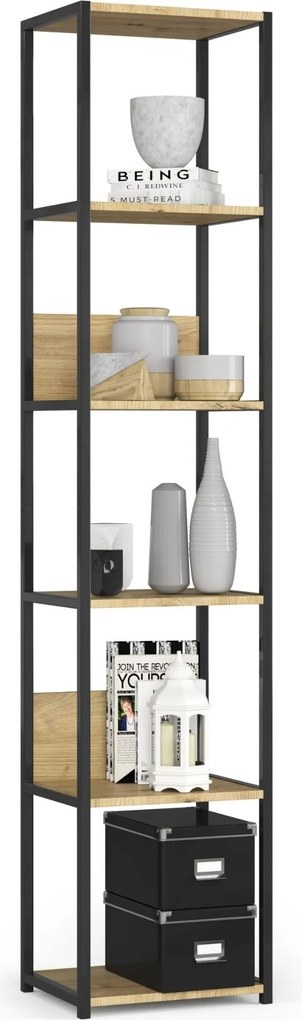 Regál LOFT 40 cm čierny/dub artisan