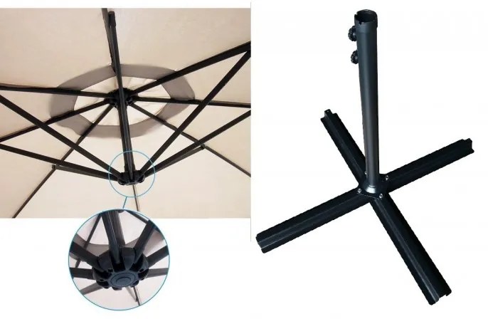 ShopJK ZÁHRADNÝ SLNEČNÍK 350 CM BÉŽOVÝ