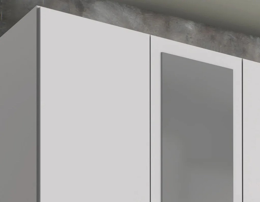 Šatníková skriňa so zrkadlami Düsseldorf, 225 cm, biela