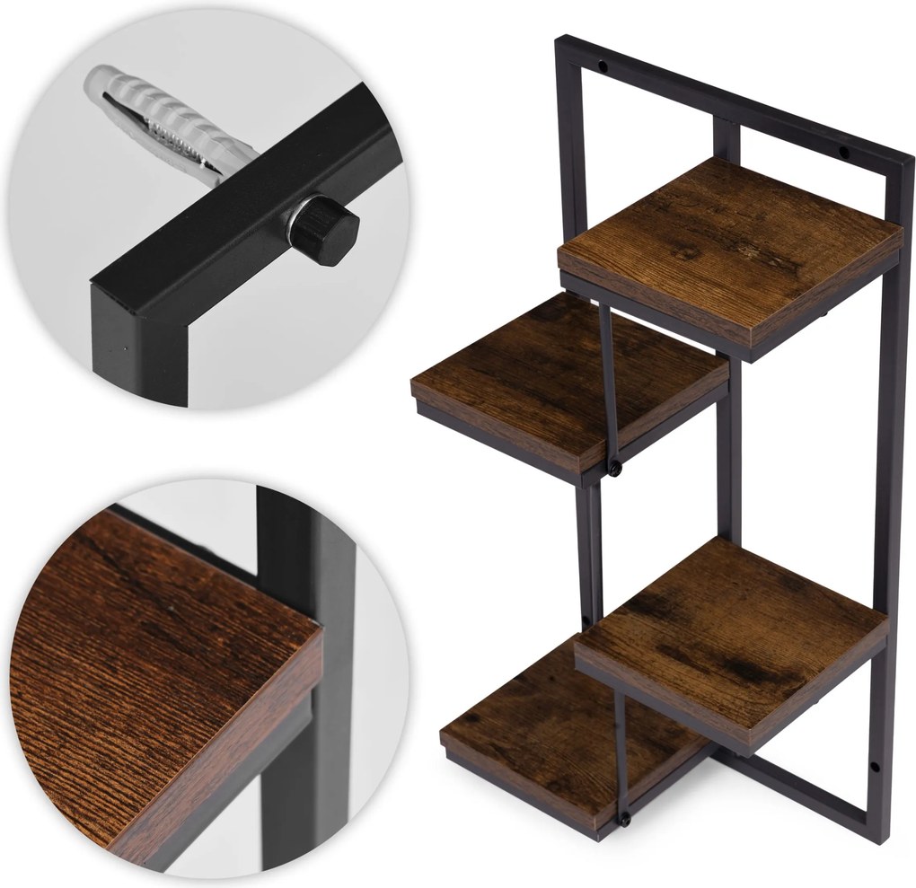 Nástěnný stojan na květiny MELODY 63x33 cm hnědý/černý