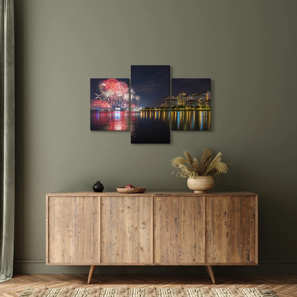 Obraz ohňostroja v Singapure (90x60 cm)