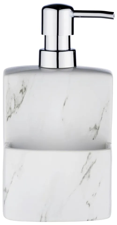 Biely keramický dávkovač na mydlo Wenko Festival Marble, 380 ml