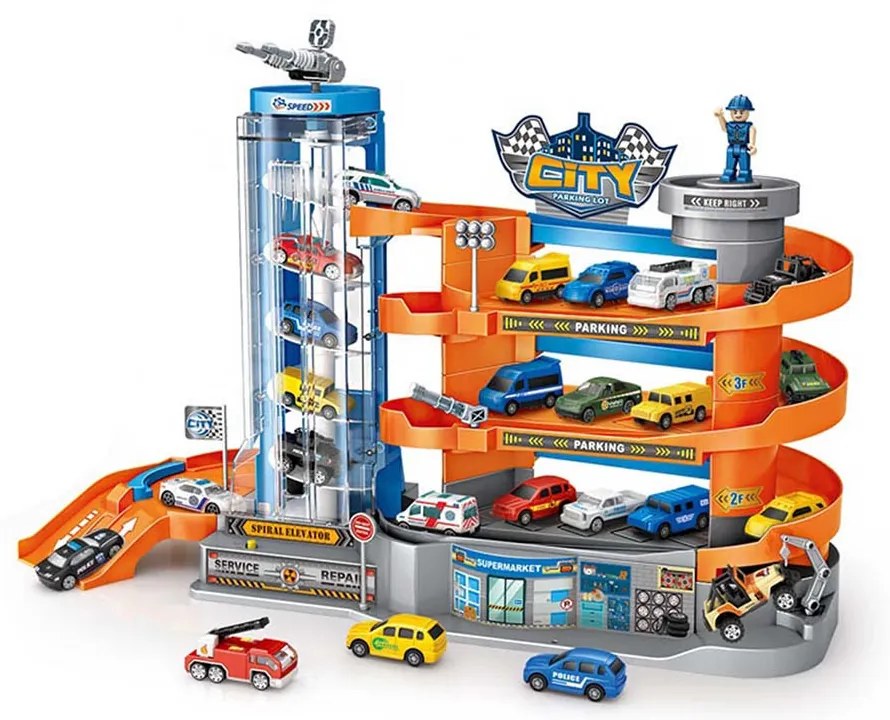 Štvorposchodový parkovací domček s výťahom a 6 vozidlami