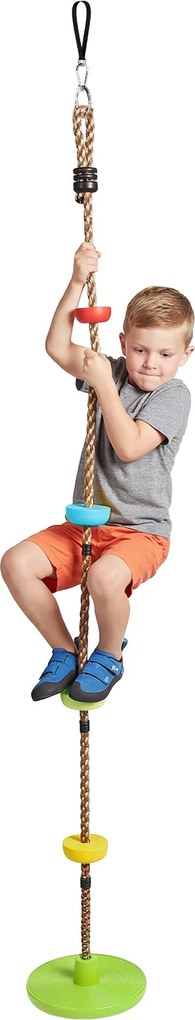 AIYAPLAY Ninja Line — detská slackline s hojdačkou a stupienkami, 3–8 rokov, zelená | Aosom