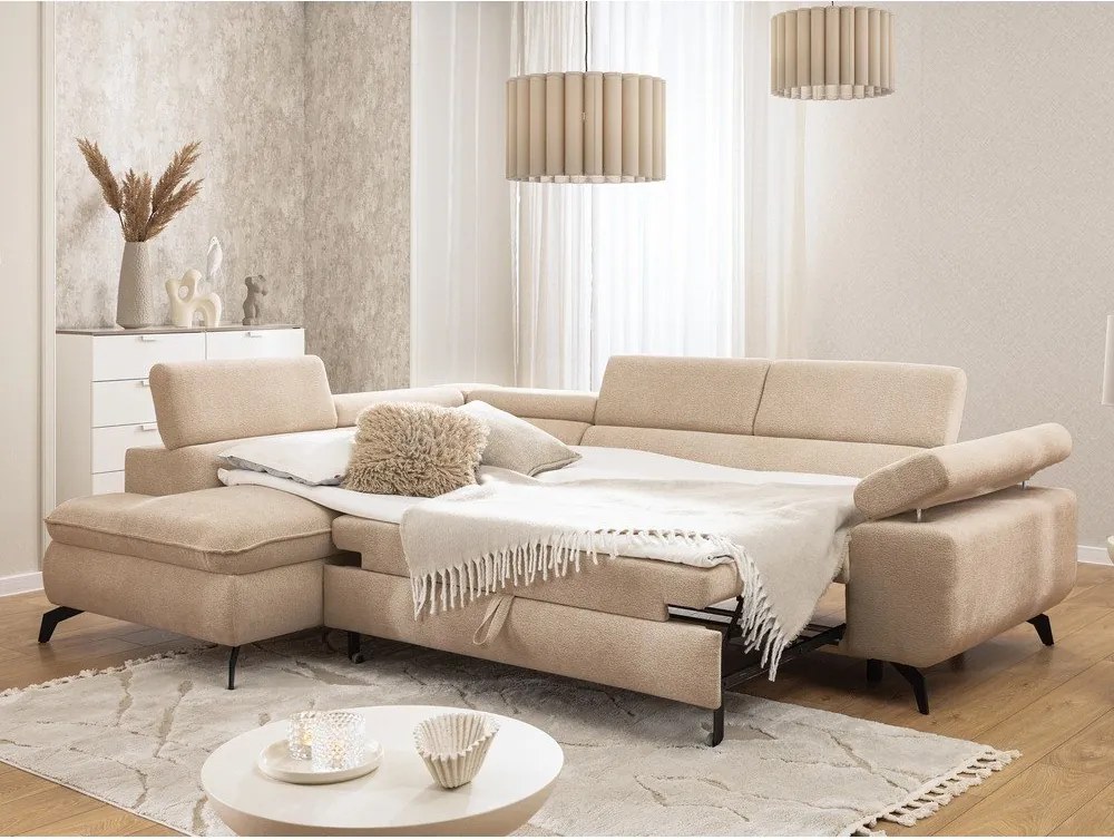 Béžová ženilková rohová pohovka (ľavý roh/do L) Marbeya – Ropez