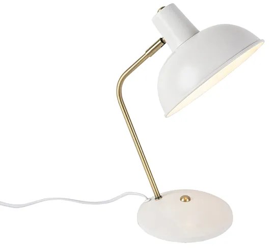 Retro stolná lampa biela s bronzom - Milou