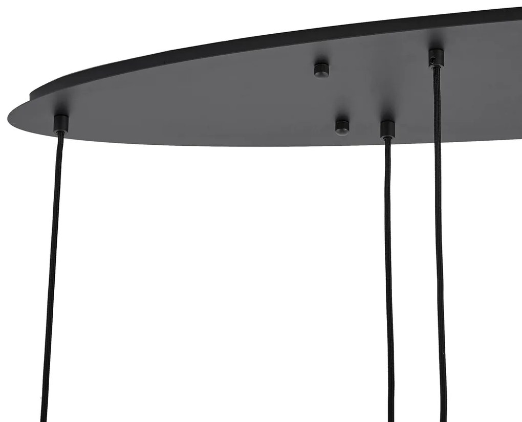 Moderné závesné svietidlo čierne s bielym sklom obdĺžnikové 6-svetiel - Misty