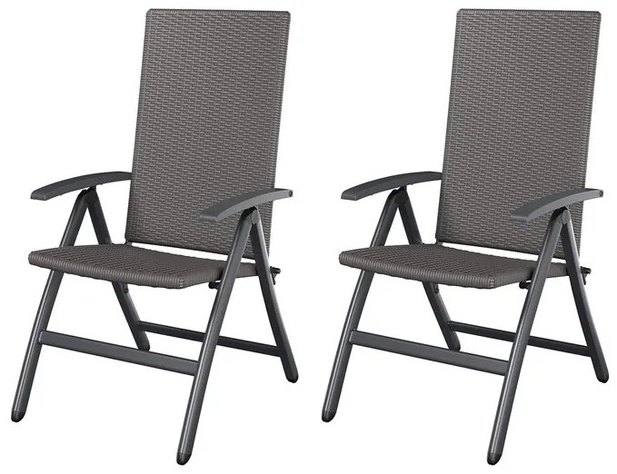 Livarno home Skladacie kreslo Valencia, 2 kusy, sivé + Podložka na kreslo s vysokým operadlom Valencia/Miami, 2 kusy, pruhy/béžová (800010729)