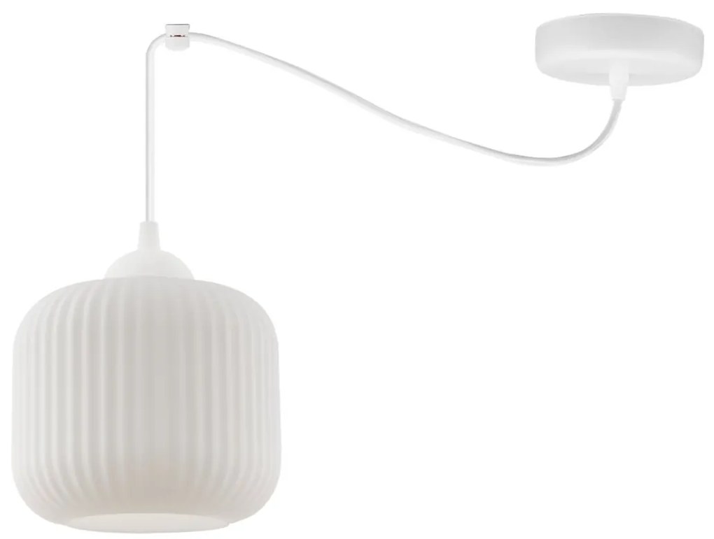 Závesné svietidlo Riffle Spider, 1x biele sklenené tienidlo, w