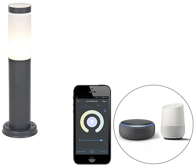 Inteligentné vonkajšie svietidlo stĺpové antracitové 45 cm vrátane Wifi P45 - Rox