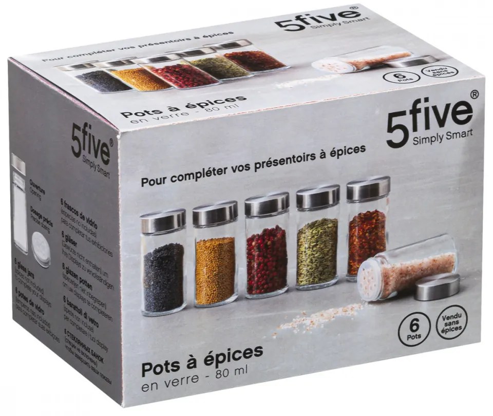 5Five® Korenka, súprava 6 ks sklenených koreničiek so sypátkom, POTS 80 ml