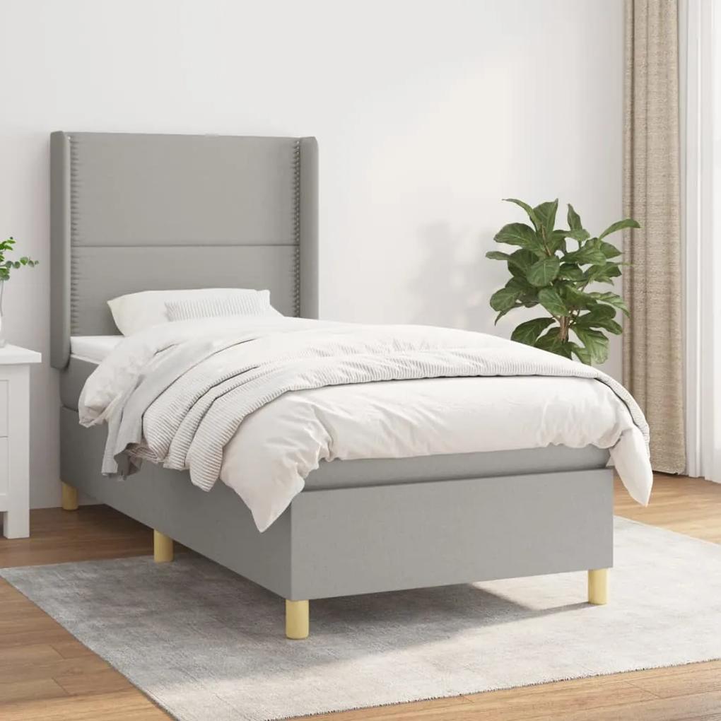 Boxspring posteľ s matracom bledosivý 100x200 cm látka 3131889