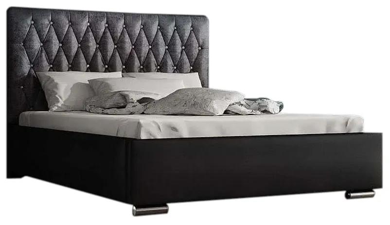 Čalúnená posteľ REBECA + rošt + matrac, Siena05 s kryštálom/Dolaro08, 160x200