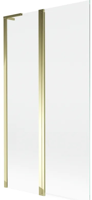 Mexen Mist L, 2-krídlová vaňová zástena 100 x 150 cm, číre sklo, zlatý lesklý profil, 8A9L-100-011-50-00