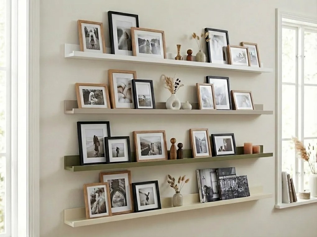 Nástenná polica na obrazy FOTOPLANK 120 cm, olivová