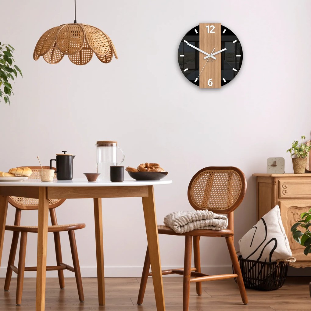 Bambusové nástenné hodiny Primo 30 cm hnedé/čierne