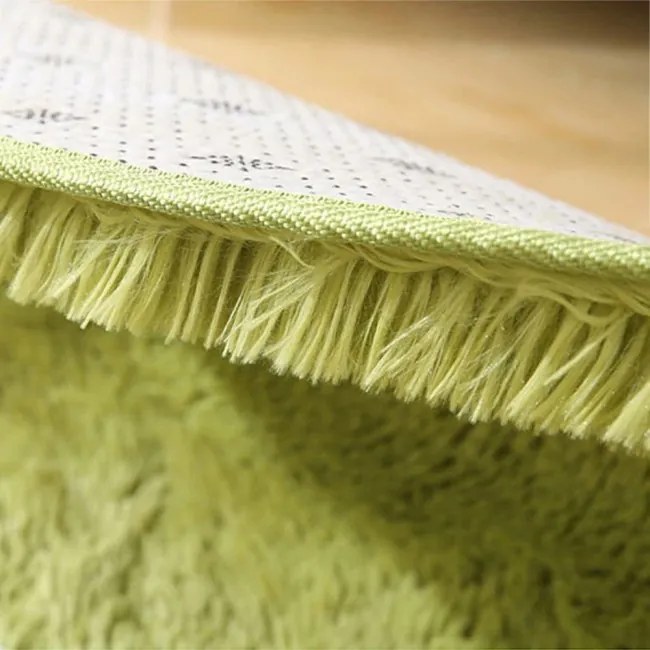 Protišmykový koberec SHAGGY zelený kruh