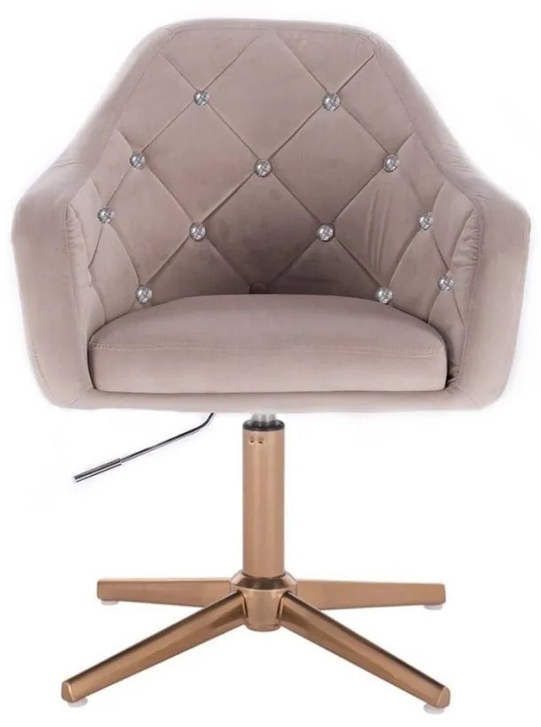 LuxuryForm DESIGN Kreslo ROMA VELUR na zlatom kríži - svetlo šedé