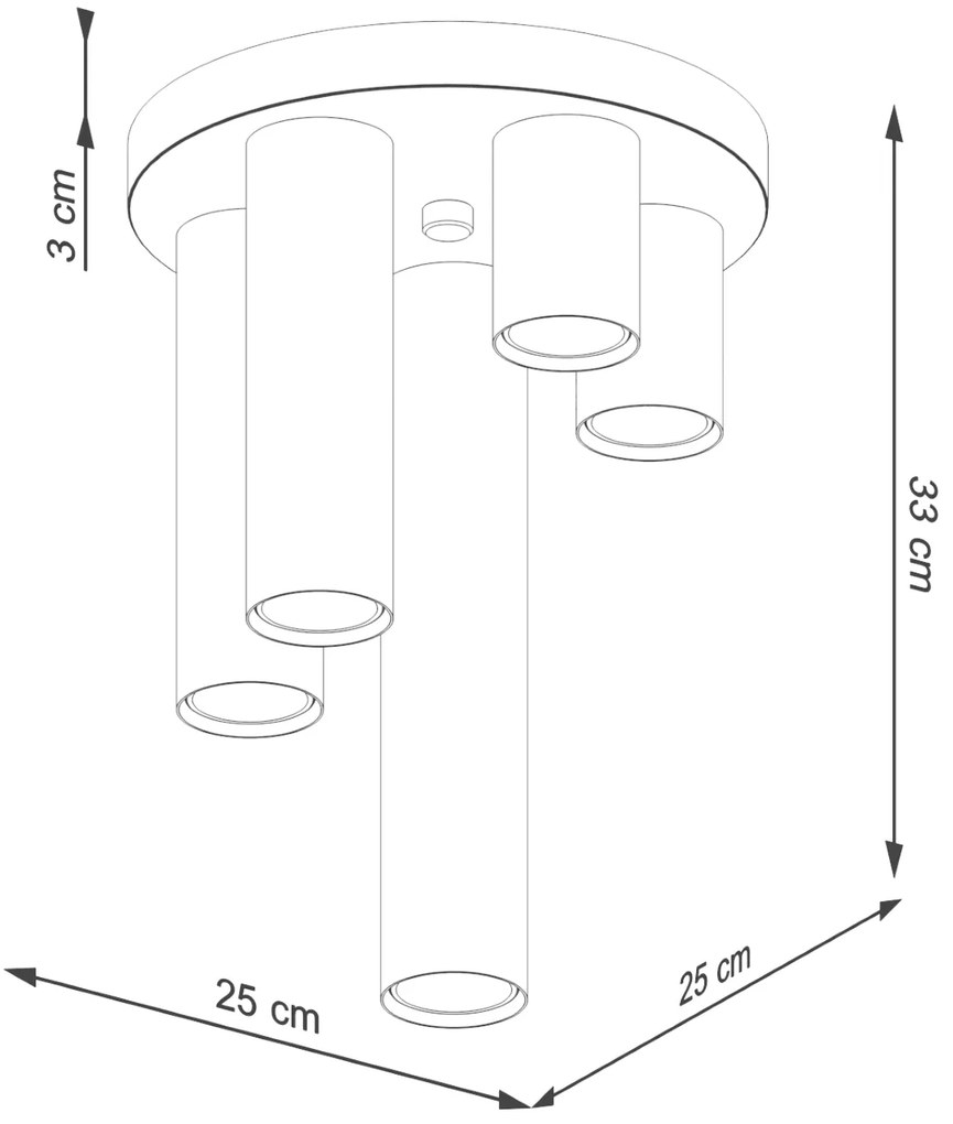 Stropné svietidlo Lagos, 5x biele kovové tienidlo